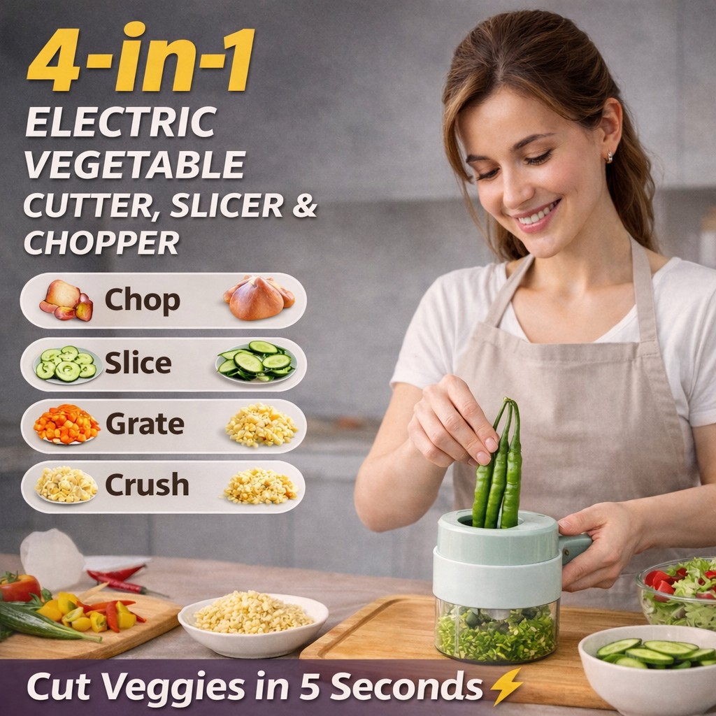 4-in-1 Electric Vegetable Cutter 🔪